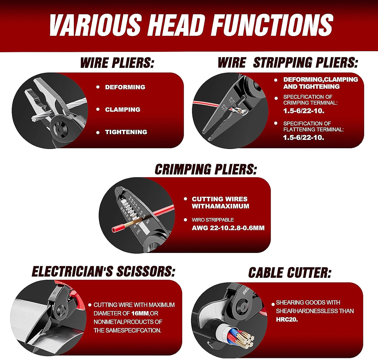Juego De Alicates 5 En 1 intercambiable